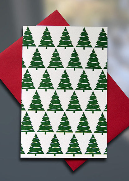 Xmas Tree Pattern Mini letterpress card - Sky of Blue Cards - $3.80 single $15 Boxed Set of 6