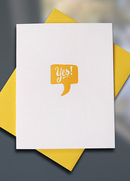 Yes! Letterpress Congratulations Card — Sky of Blue Cards — $5/single