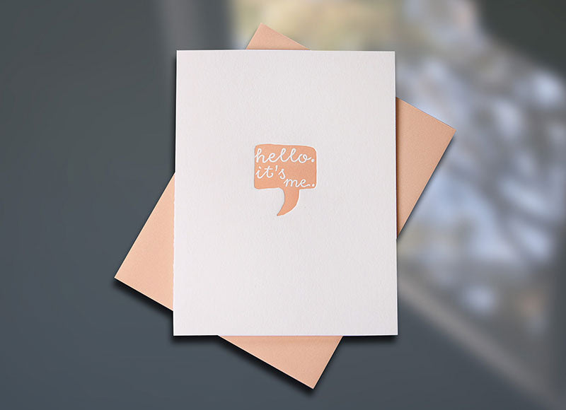 Hello Letterpress Card — Sky of Blue Cards — $5/single $20/Box of 8