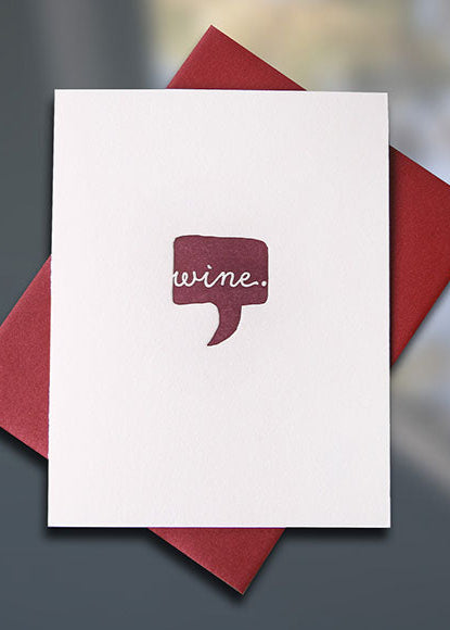 Wine Letterpress Friendship Card — Sky of Blue Cards — $5/single