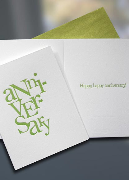 Anniversary Stacked Letterpress Anniversary Card - Sky of Blue Cards - $4.50 each