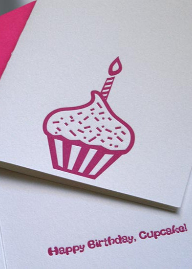 Cupcake Letterpress Birthday Card - Sky of Blue Cards - $4.50