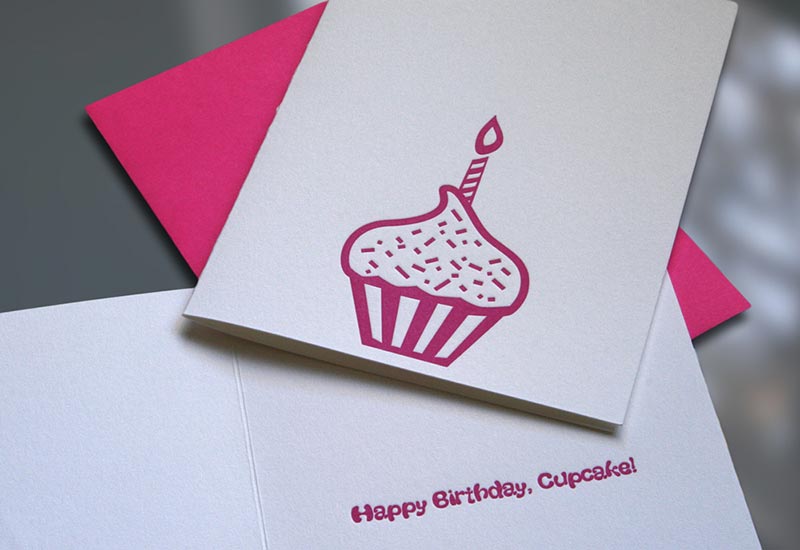 Cupcake Letterpress Birthday Card - Sky of Blue Cards - $4.50