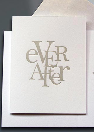 Ever After Stacked Letterpress Wedding Card - Sky of Blue Cards - $4.50 each