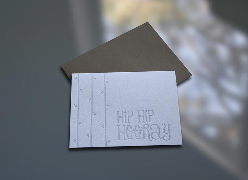 Hip Hip Hooray Letterpress Note Card - Sky of Blue Cards - $4.50