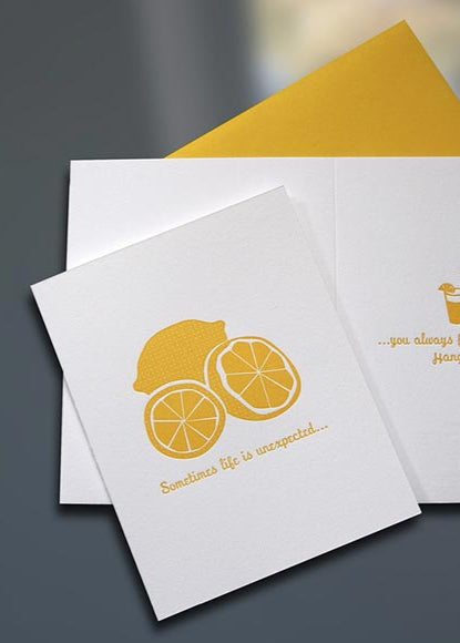 Lemons to Lemonade Letterpress Card - Sky of Blue Cards - $4.50