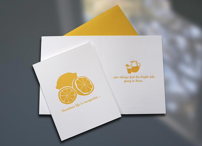 Lemons to Lemonade Letterpress Card - Sky of Blue Cards - $4.50