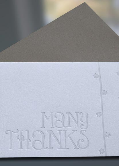 Many Thanks Letterpress Note Cards - Sky of Blue Cards - $4.50 single $18 boxed set of 8