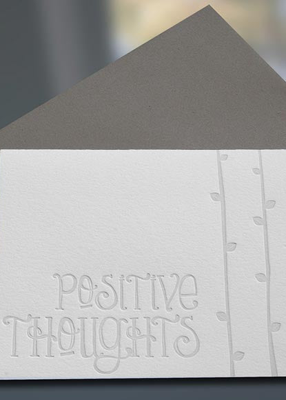 Positive Thoughts Letterpress Note Card - Sky of Blue Cards - $4.50