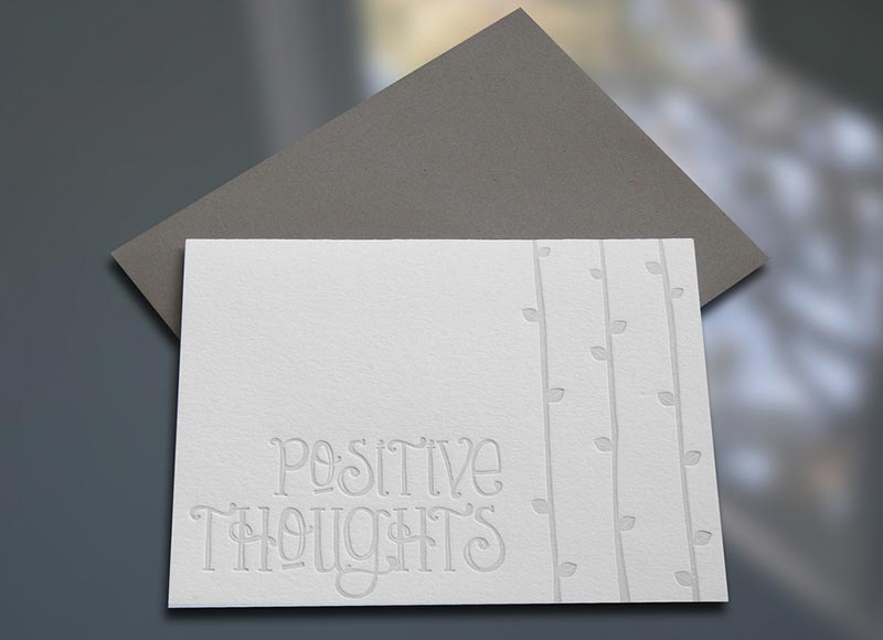 Positive Thoughts Letterpress Note Card - Sky of Blue Cards - $4.50