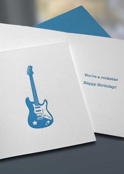 Rockstar Letterpress Birthday Card - Sky of Blue Cards - $4.50