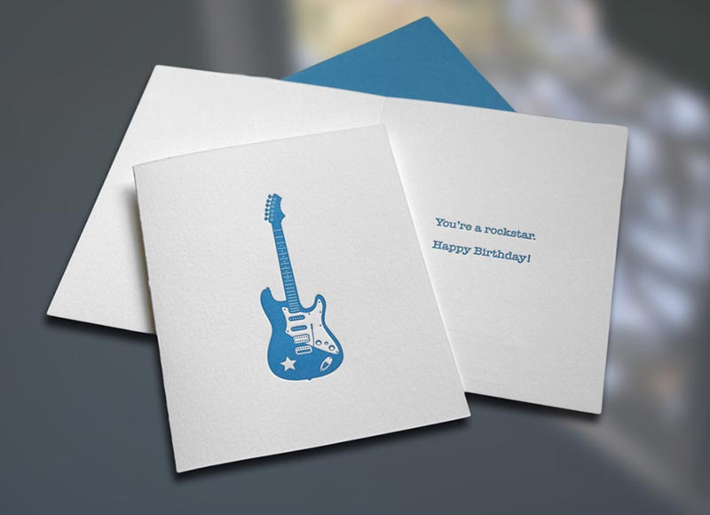 Rockstar Letterpress Birthday Card - Sky of Blue Cards - $4.50