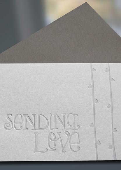 Sending Love Letterpress Note Cards - Sky of Blue Cards - $4.50 single $18 boxed set of 8