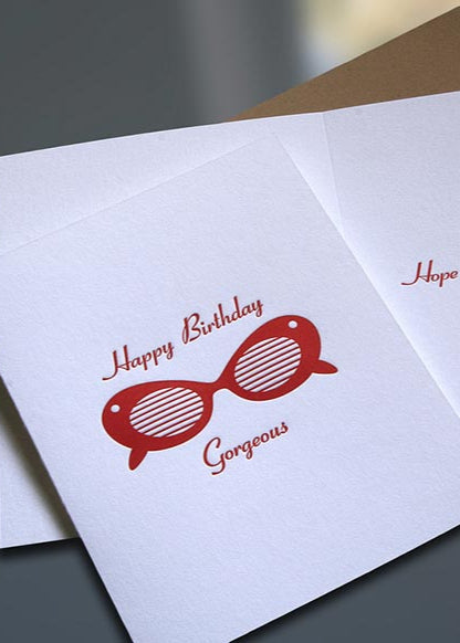 Sunglasses Letterpress Birthday Card - Sky of Blue Cards - $4.50