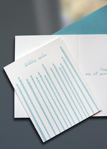 Tall Candles Letterpress Birthday Card - Sky of Blue Cards - $4.50