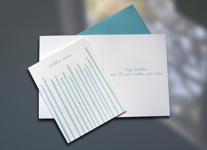 Tall Candles Letterpress Birthday Card - Sky of Blue Cards - $4.50