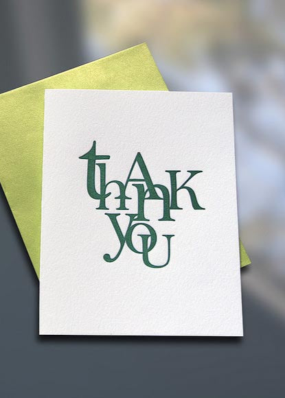 Thank You Stacked Letterpress Card - Sky of Blue Cards - $4.50