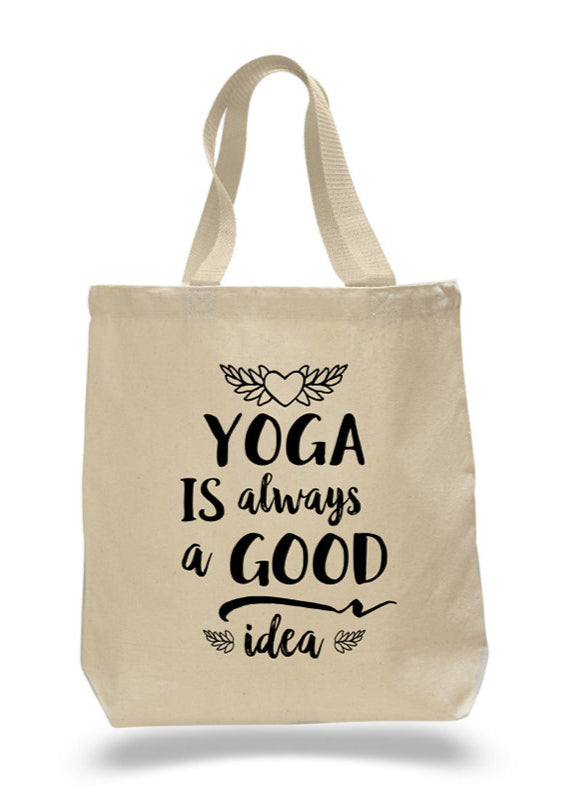 Yoga Good Idea cotton canvas tote bag by Sky of Blue Cards - $20 www.skyofbluecards.com