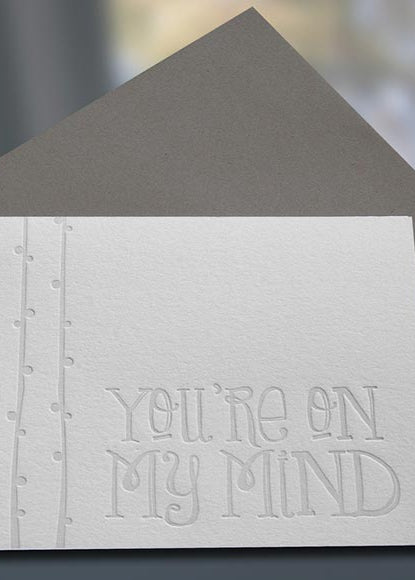 You're On My Mind Letterpress Note Card - Sky of Blue Cards - $4.50