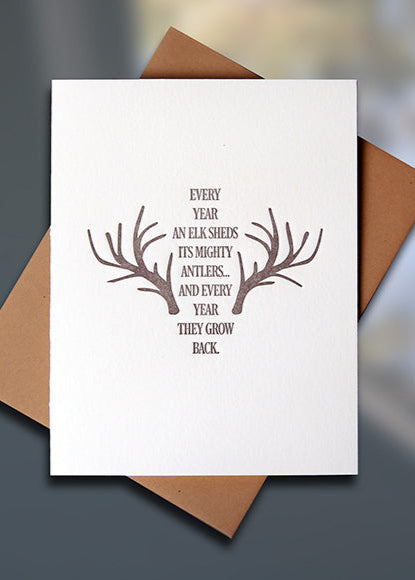 Elk Antlers Letterpress Encouragement Card by Sky of Blue Cards, $5 www.skyofbluecards.com