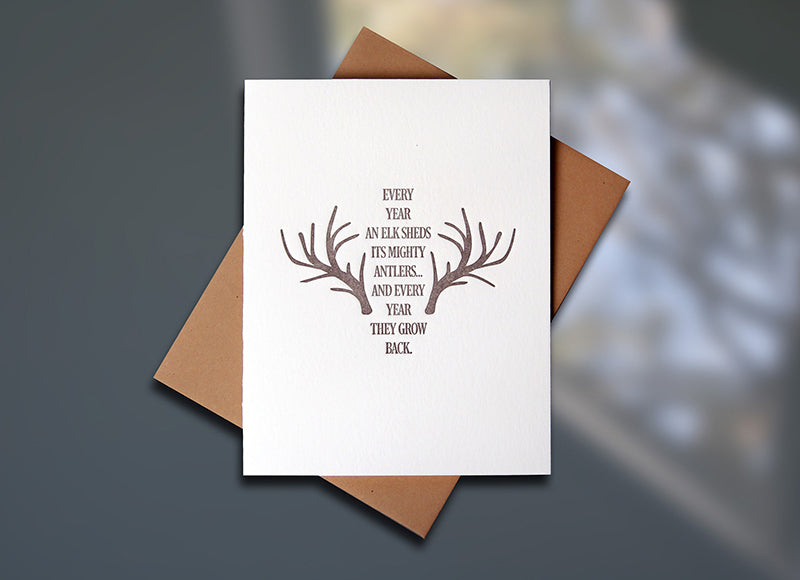 Elk Antlers Letterpress Encouragement Card by Sky of Blue Cards, $5 www.skyofbluecards.com