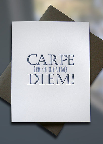 Carpe Diem Letterpress Graduation Card - Sky of Blue Cards - $4.50 single