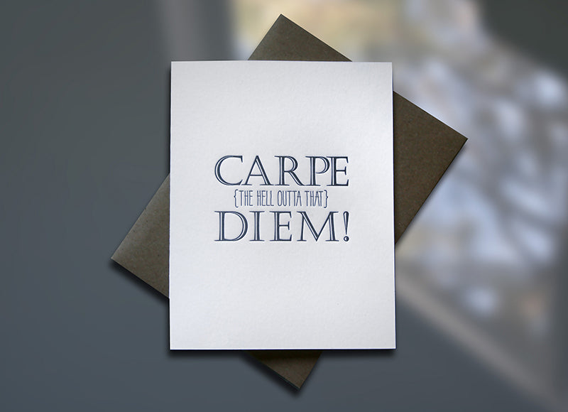 Carpe Diem Letterpress Graduation Card - Sky of Blue Cards - $4.50 single