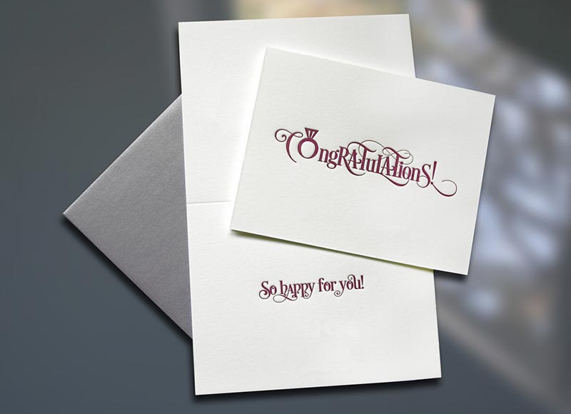 Congratulations! Ring Letterpress Card - Sky of Blue Cards - $4.50