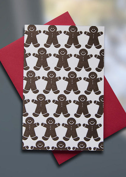 GIngerbread Men Mini letterpress card - Sky of Blue Cards - $3.80 single $15 Boxed Set of 6