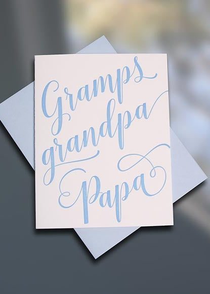 Gramps letterpress Father's Day card by Sky of Blue Cards. $5/single www.skyofbluecards.com