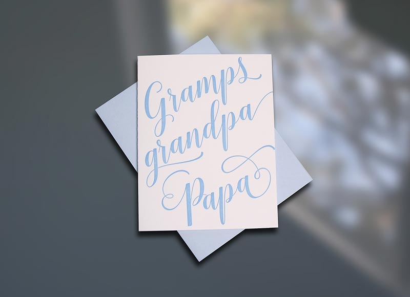 Gramps letterpress Father's Day card by Sky of Blue Cards. $5/single www.skyofbluecards.com