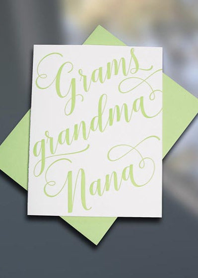 Grams Letterpress Mother's Day card by Sky of Blue Cards. $5/single www.skyofbluecards.com