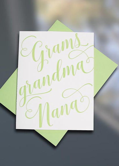 Grams Letterpress Mother's Day card by Sky of Blue Cards. $5/single www.skyofbluecards.com