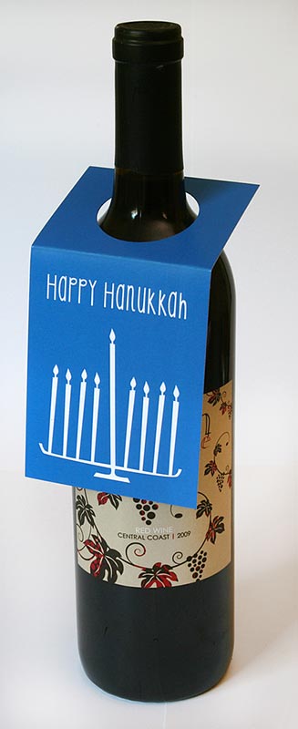 Hanukkah Wine Bottle Tags - Sky of Blue Cards - $5.00