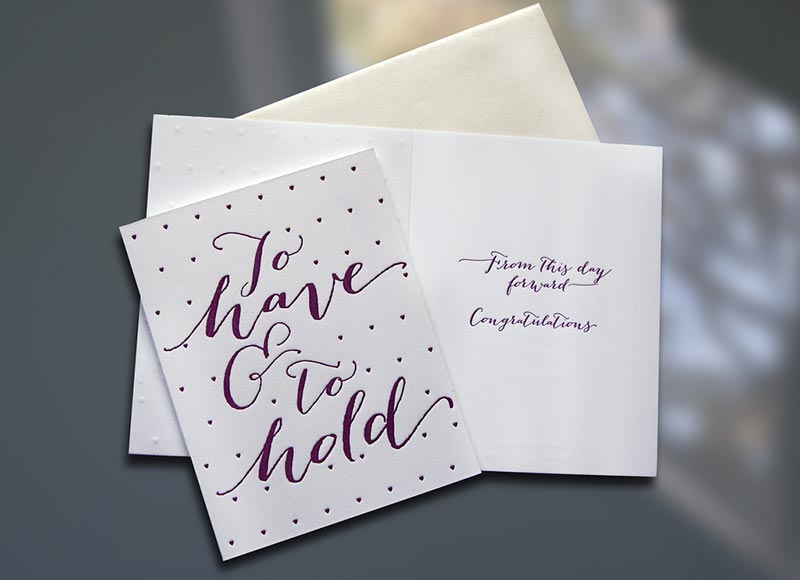 To Have & To Hold Letterpress Card - Sky of Blue Cards - $4.50