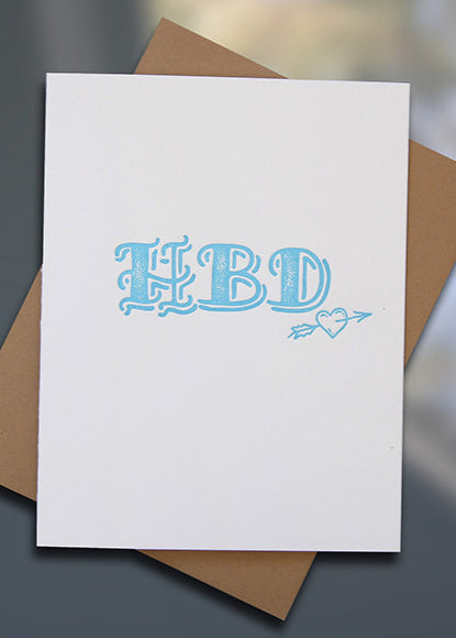 Sky of Blue Cards "HBD" Letterpress Birthday Card — Single Card $5— www.skyofbluecards.com