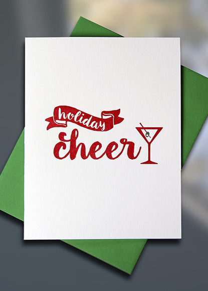 Holiday Cheer Letterpress Card by Sky of Blue Cards, $5 single/$20 Boxed Set of 8 www.skyofbluecards.com