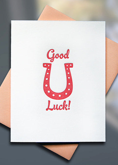 Horse Shoe Letterpress Good Luck Card - Sky of Blue Cards - $4.50 single