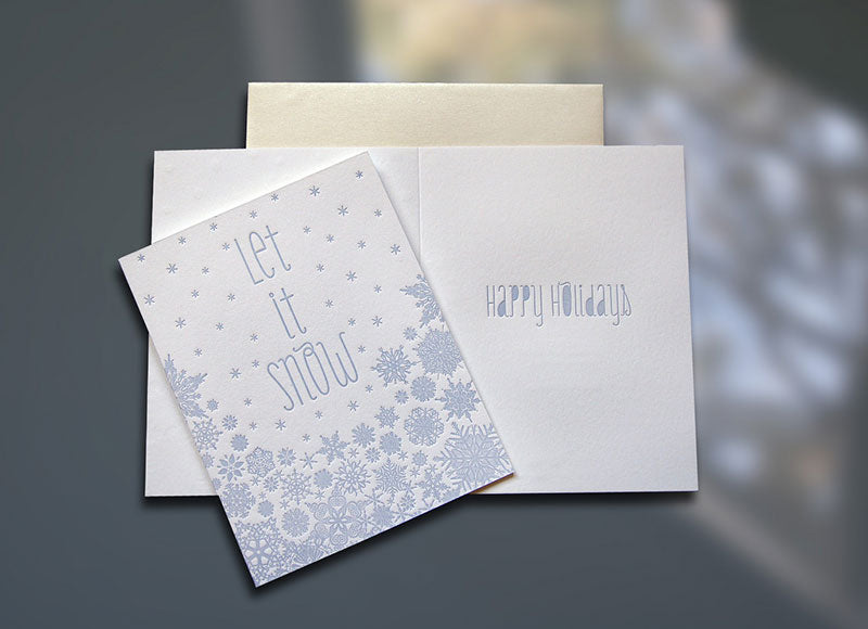 Let It Snow Letterpress Holiday Card - Sky of Blue Cards - $4.50 Single/$18 Boxed Set of 8