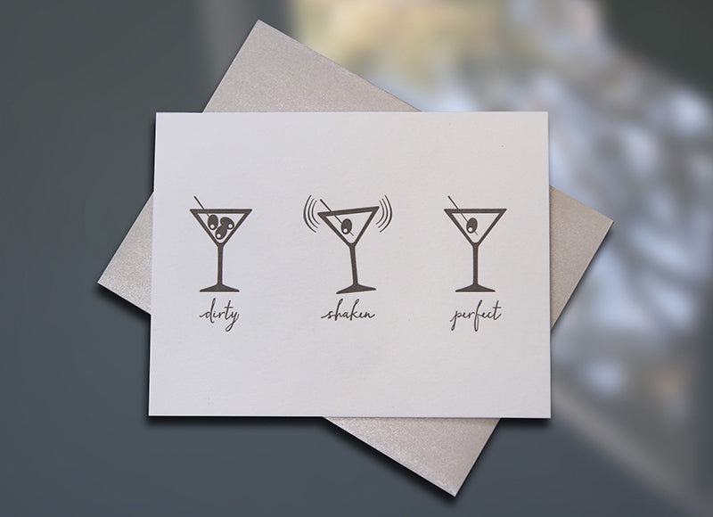 Sky of Blue Cards "Martinis" Letterpress Birthday Card — Single Card $5— www.skyofbluecards.com