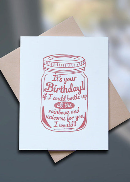 Mason Jar Letterpress Birthday Card - Sky of Blue Cards - $4.50 single