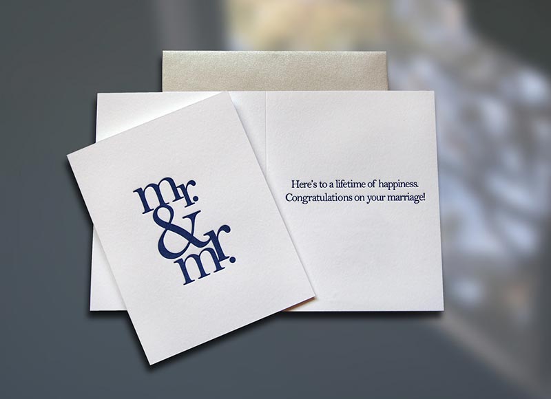 Mr. & Mr. Letterpress Wedding Card - Sky of Blue Cards - $4.50