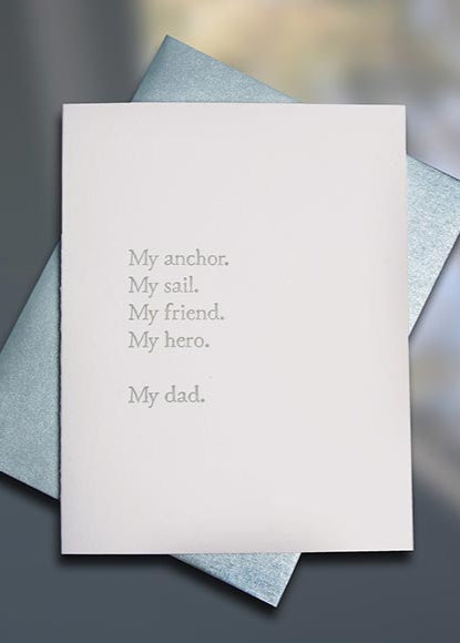 My Anchor letterpress Father's Day card by Sky of Blue Cards. $5/single www.skyofbluecards.com