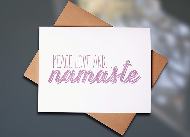 Namaste Letterpress Note Card by Sky of Blue Cards, $5 Single/$20 Boxed Set of 8 www.skyofbluecards.com