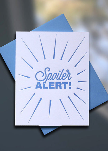 Spoiler Alert Letterpress Encouragement Card - Sky of Blue Cards - $4.50 single