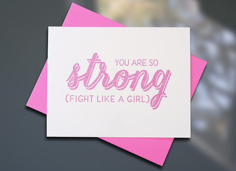Sky of Blue Cards Letterpress Breast Cancer Awareness Card — Single Card $5.50, Boxed Set of 8 Cards $22 — Portion of sales will be donated to a cancer resource organization — www.skyofbluecards.com