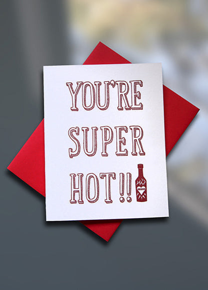 Super Hot Letterpress Valentine's Day Card - Sky of Blue Cards - $4.50 single