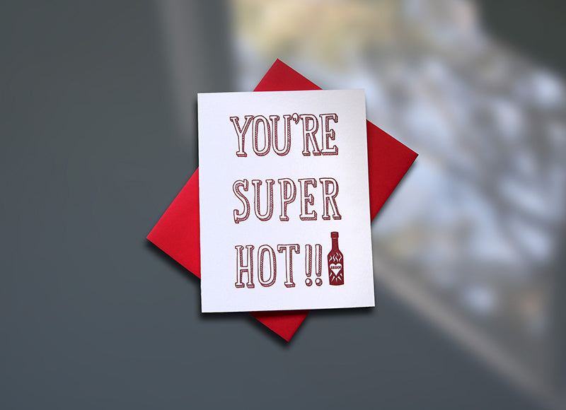 Super Hot Letterpress Valentine's Day Card - Sky of Blue Cards - $4.50 single