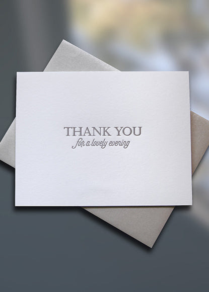 Thank You Evening Letterpress Thank You Card - Sky of Blue Cards - $4.50 single, $18 Boxed Set of 8