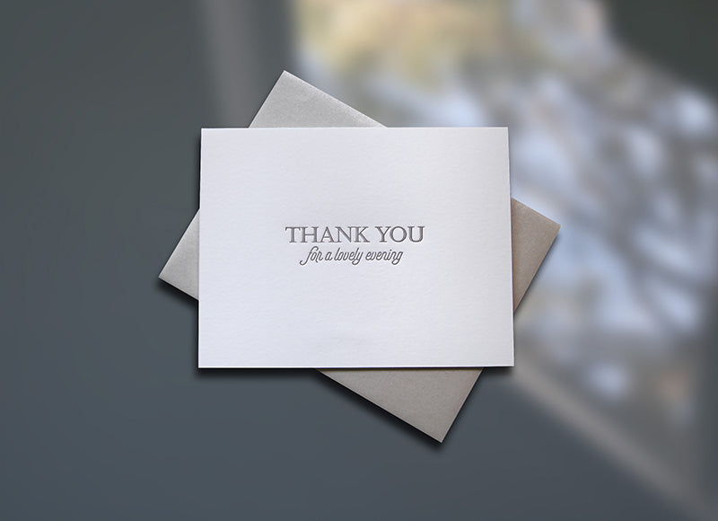 Thank You Evening Letterpress Thank You Card - Sky of Blue Cards - $4.50 single, $18 Boxed Set of 8